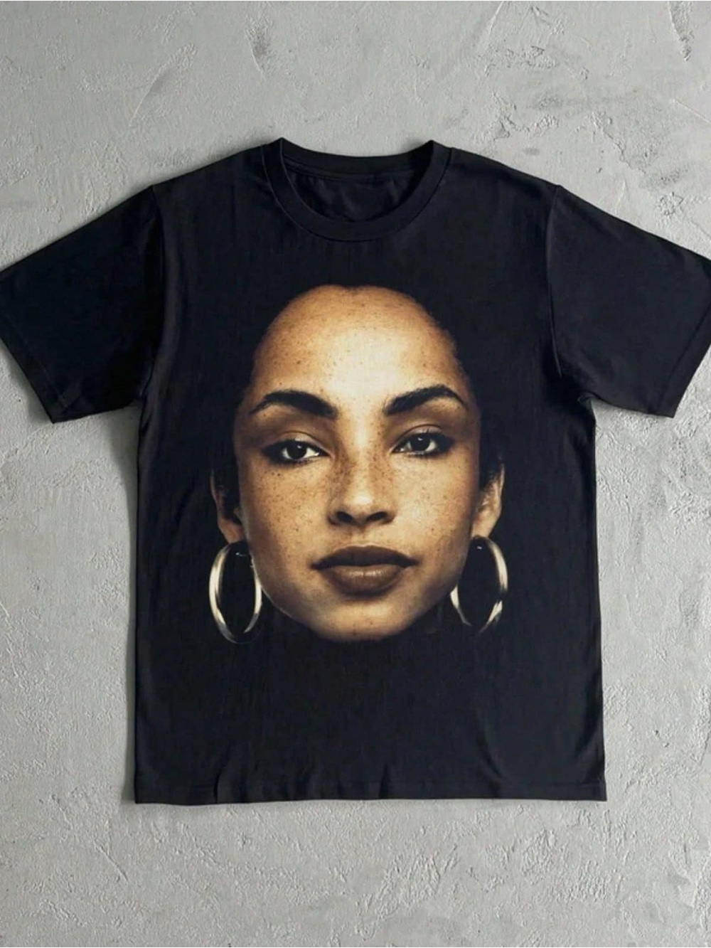 Black Short Sleeve Tee with Large Portrait Print